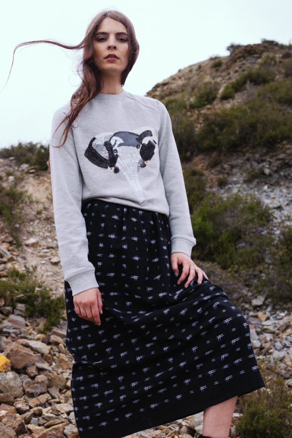 Uzma Bozai’s Elephant Sweatshirt in Grey